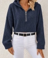 Biçomi Kapüşonlu Fermuarlı Dokulu Sweatshirt