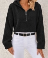Biçomi Kapüşonlu Fermuarlı Dokulu Sweatshirt