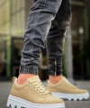 BİÇOMİ KB-056 Kuback Bej Süet Beyaz Yüksek Taban Günlük Spor Ayakkabı