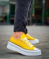 BİÇOMİ KB-CX-3 Kuback Kısa Sarı Keten Beyaz Yüksek Taban Spor Ayakkabı