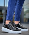 BİÇOMİ KB-X10 Kuback Siyah Rugan Beyaz Yüksek Taban Günlük Spor Ayakkabı