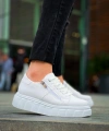 BİÇOMİ KB-X155 Kuback Beyaz Cilt Detaylı Beyaz Yüksek Taban Günlük Spor Ayakkabı