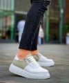 BİÇOMİ KB-X155 Kuback Beyaz Cilt Gri Süet Detaylı Beyaz Yüksek Taban Günlük Spor Ayakkabı