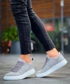 BİÇOMİ KB-X204 Kuback Gri Keten Beyaz Yüksek Taban Günlük Erkek Spor Ayakkabı