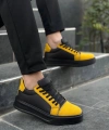BİÇOMİ KB-X46 Kuback Siyah Sarı Yüksek Siyah Taban Günlük Spor Ayakkabı