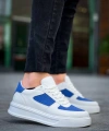 BİÇOMİ KB-X8 Kuback Beyaz Cilt Mavi Süet Detaylı Beyaz Yüksek Taban Günlük Spor Ayakkabı