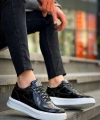 BİÇOMİ KB-X8 Kuback Siyah Rugan Detaylı Beyaz Yüksek Taban Günlük Spor Ayakkabı