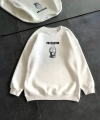 Biçomi Kışlık Bisiklet Yaka Baskılı SweatShirt - Beyaz