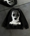 Biçomi Kışlık Bisiklet Yaka Baskılı SweatShirt - Siyah