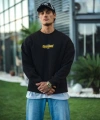 Biçomi Kışlık Bisiklet Yaka Baskılı SweatShirt - Siyah