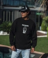 Biçomi Kışlık Bisiklet Yaka Baskılı SweatShirt - Siyah