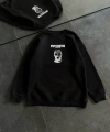 Biçomi Kışlık Bisiklet Yaka Baskılı SweatShirt - Siyah