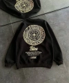 Biçomi Kışlık Bisiklet Yaka Ön Ve Arka Baskılı SweatShirt - Siyah