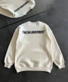 Biçomi Kışlık Bisiklet Yaka Oversize Baskılı SweatShirt - Beyaz