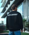 Biçomi Kışlık Bisiklet Yaka Oversize Baskılı SweatShirt - Siyah
