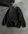 Biçomi Kışlık Bisiklet Yaka Oversize Baskılı SweatShirt - Siyah