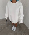 Biçomi Kışlık Bisiklet Yaka Üç İplik Basic SweatShirt - Beyaz
