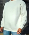 Biçomi Kışlık Bisiklet Yaka Üç İplik Basic SweatShirt - Beyaz