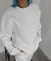 Biçomi Kışlık Bisiklet Yaka Üç İplik Basic SweatShirt - Beyaz