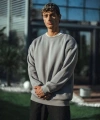Biçomi Kışlık Bisiklet Yaka Üç İplik Basic SweatShirt - Boyalı Gri