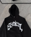 Biçomi Kışlık Kapşonlu Baskılı Oversize SweatShirt- Siyah
