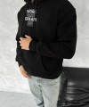 Biçomi Kışlık Üç İplik Kapşonlu SweatShirt - Siyah