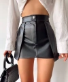 BİÇOMİ Kontrast deri etek siyah w260015