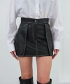 BİÇOMİ Kontrast deri etek siyah w260015