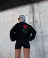 Biçomi Oversize Üç İplik Bisiklet Yaka Baskılı SweatShirt - Siyah