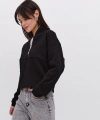 Biçomi Oversize Yarım Farmuarlı Yakalı Basic SweatShirt - Siyah