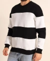 Biçomi Parçalı Bisiklet Yaka Baskılı SweatShirt - Siyah