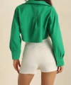 BİÇOMİ Poplin crop gömlek yeşil s3060