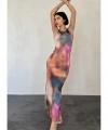 Biçomi Renkli Batik Desenli Elbise