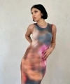 Biçomi Renkli Batik Desenli Elbise