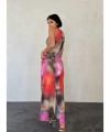 Biçomi Renkli Batik Desenli Elbise