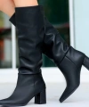 BİÇOMİ Roksa Siyah Cilt Topuklu Çizme