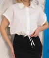 BİÇOMİ Sıfır kollu bağlamalı crop gömlek beyaz s255359