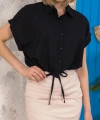 BİÇOMİ Sıfır kollu bağlamalı crop gömlek siyah s255359