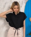 BİÇOMİ Sıfır kollu bağlamalı crop gömlek siyah s255359
