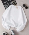Biçomi Üç İplik Biskilet Yaka Basic SweatShirt - Beyaz