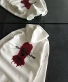 Biçomi Üç İplik Kapşonlu Baskılı Oversize SweatShirt- Beyaz