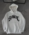Biçomi Üç İplik Kapşonlu Baskılı Oversize SweatShirt-  Beyaz