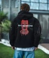 Biçomi Üç İplik Kapüşonlu Baskılı Oversize SweatShirt- Siyah