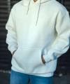 Biçomi Üç İplik Penye Kapşonlu Basic SweatShirt - Beyaz