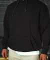 Biçomi Üç İplik Penye Kapşonlu Basic SweatShirt - Siyah