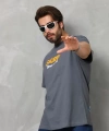 Biçomi Unisex Basic Bisiklet Yaka Oversize T-Shirt - Füme