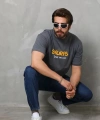 Biçomi Unisex Basic Bisiklet Yaka Oversize T-Shirt - Füme