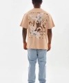 Biçomi Unisex Baskılı Oversize T-Shirt - Bej