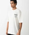 Biçomi Unisex Baskılı Oversize T-Shirt - Beyaz