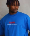 Biçomi Unisex Baskılı Oversize T-Shirt - Mavi
